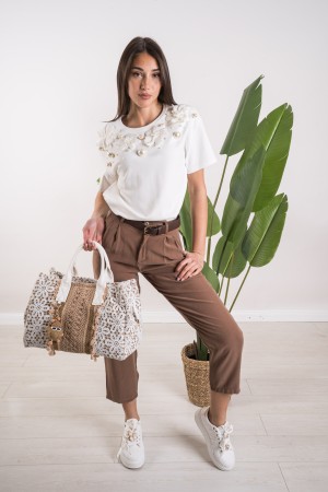 susanna Jersey avec des fleurs et des perles Susanna avec des fleurs et des perles Susanna maille avec des fleurs et des perles