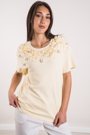 susanna Jersey con flor y perlas Susanna con flor y perlas Susanna Malla con flor y perlas
