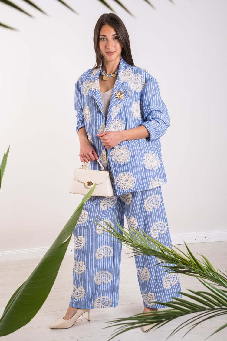 chaqueta de Rigata de Positano con bordado y broche de la chaqueta de positano con bordado y broche Chaqueta de positano Rigata 