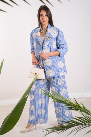 positano rigata jacket with embroidery and brooch Positano jacket striped with embroidery and brooch Positano jacket rigata with