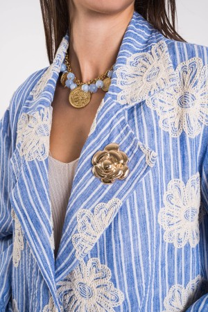 chaqueta de Rigata de Positano con bordado y broche de la chaqueta de positano con bordado y broche Chaqueta de positano Rigata 