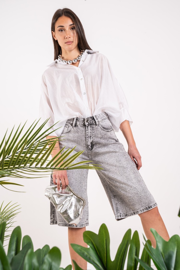 jeans bermuda luce con strass  jeans bermuda luce con strass  jeans bermuda luce con strass