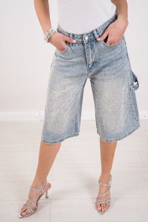 bermuda Jeans Mina mit Strass Jeans Bermuda Mina mit Strass Jeans Bermuda Mina mit Strasssteinen