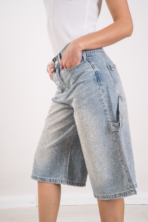 bermudas Jeans Mina con jeans de Rhinestone Bermudas Mina con Rhinestone Jeans Bermudas Mina con Rhinestones