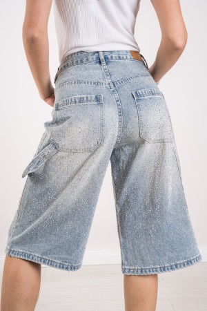 bermuda Jeans Mina avec strass Jeans Bermuda Mina avec strass Jeans Bermuda Mina avec strass