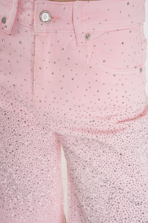 bermudas Pink Jeans con Rhinestone Bermudas Pink Jeans con Rhinestone Bermudas Jeans Rosa con Rhinestones