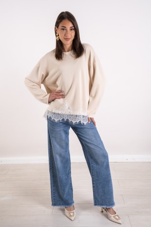 milan jersey with lace milan knit with lace mien mesh with lace