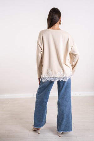 milan jersey with lace milan knit with lace mien mesh with lace