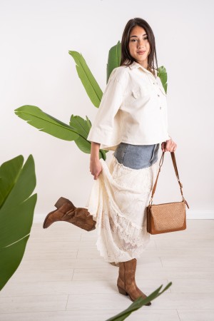 gonna moana in denim con pizzo  gonna moana in denim con pizzo  gonna moana in denim con pizzo