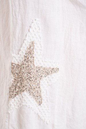 pantalone ischia in lino con paillettes  pantalone ischia in lino con paillettes  pantalone ischia in lino con paillettes