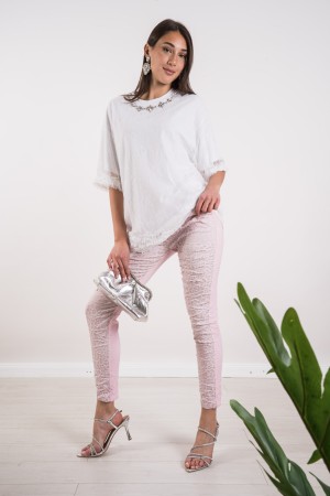 soleil-Spitze strickte mit Strass-Kragen Ride Soleil in der Spitze mit Strass-Ausschnitt Halsausschnitt Soleil in Spitze mit ...