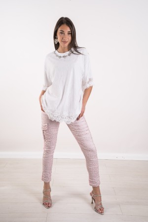 maglia soleil in pizzo con giro collo in strass  maglia soleil in pizzo con giro collo in strass  maglia soleil in pizzo con ...