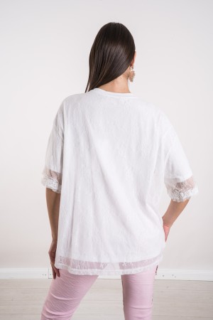 maglia soleil in pizzo con giro collo in strass  maglia soleil in pizzo con giro collo in strass  maglia soleil in pizzo con ...