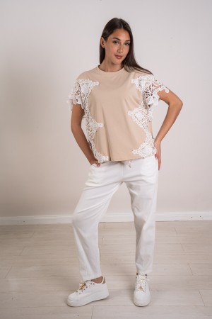 jasmin-Jersey mit Jasmin-Strickspitze mit Jasminspitze mit Spitze