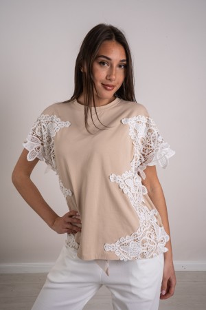 jasmin-Jersey mit Jasmin-Strickspitze mit Jasminspitze mit Spitze