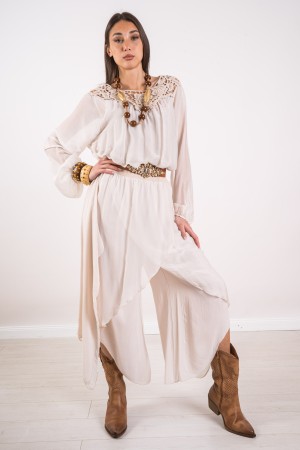pantalon coordonné BLUSA Charm et Silk avec blouse de charme coordonné MACRAME et pantalon de soie avec chrame coordonné ...