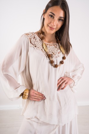 pantalon coordonné BLUSA Charm et Silk avec blouse de charme coordonné MACRAME et pantalon de soie avec chrame coordonné ...