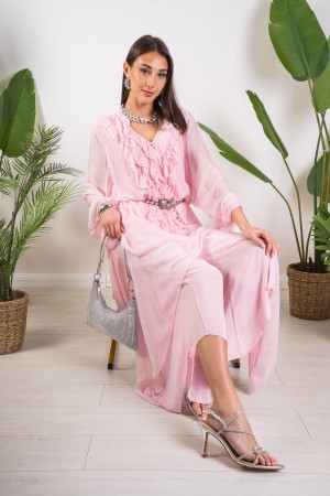 pink Pink Blouse and Pink Silk Pink Pants and Silk Pants Coordinated Pink Blouse and Silk Trousers