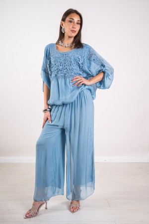 coordinato positano blusa e pantalone con ricami in seta coordinato positano blusa e pantalone con ricami in seta coordinato ...