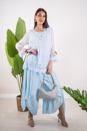 koordinierte kostbare Bluse und Hose mit koordinierter Stickerei Edelbluse und Hose mit koordinierter Stickerei Edelbluse ...