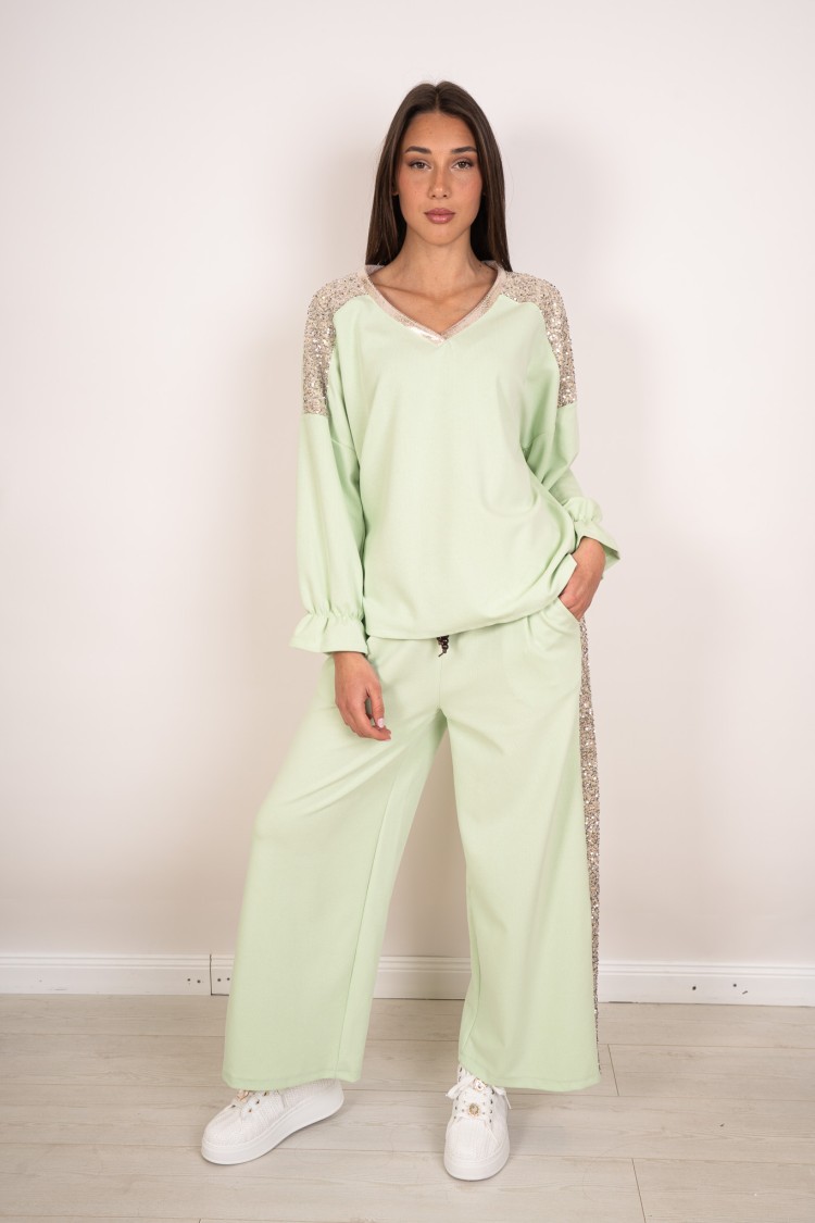 coordinato sara maglia e pantalone a costine con paillettes  coordinato sara maglia e pantalone a costine con paillettes  coo...