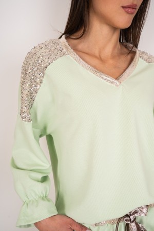 coordinato sara maglia e pantalone a costine con paillettes  coordinato sara maglia e pantalone a costine con paillettes  coo...