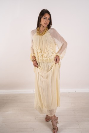 vestido de seda largo monica con bordado y lentejuelas Vestido de monica de seda larga con bordado y lentejuelas Larga Monica Ve