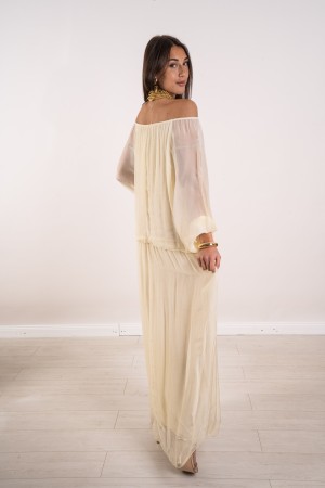vestido de seda largo monica con bordado y lentejuelas Vestido de monica de seda larga con bordado y lentejuelas Larga Monica Ve