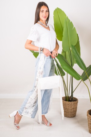 Jeans Larissa con bande laterali in pizzo  Jeans Larissa con bande laterali in pizzo  Jeans Larissa con bande laterali in pizzo