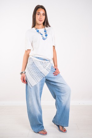 Pantalones vaqueros de coco con pañuelo lateral SANGALLO JEANS COCO CON LADO PANDANA SANGALLO JEANS COCO CON SANGALLO SIDE BANDA