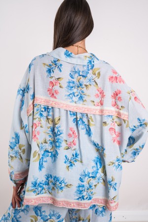 Coordinato Bridgerton in lino camicia e pantalone fantasia fiori  Coordinato Bridgerton in lino camicia e pantalone fantasia ...