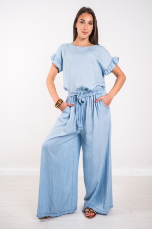 Coordinato Maelle denim con manica a sbuffo Coordinato Maelle denim con manica a sbuffo Coordinato Maelle denim con manica a ...