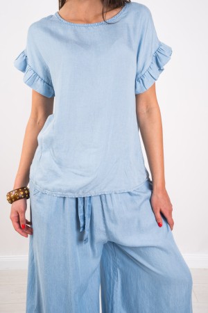 Koordinierte Maëlle Denim mit Hauchhülse koordiniert Maëlle Denim mit Hauchhülse koordiniert Maëlle Denim mit Sleeve ...