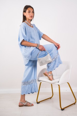 Coordinada Maria Ropa de cama con bordado en el fondo Flores y Rhinestone Coordinó María en ropa de cama con bordados en las flo