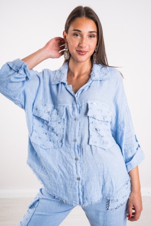 Milly Roden Coordinada con detalles deshilachados y Rhinestone Coordinada Milly en la ropa de cama con detalles deshilachados y 