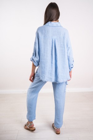 Milly Draps coordonné avec des détails effilochés et coordonné strass Milly dans le linge de draps avec des détails effilochés e