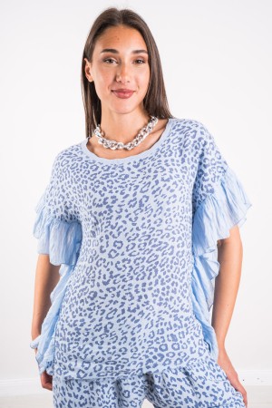 Coordinato Savana Animalier in lino con dettaglio rouches Coordinato Savana Animalier in lino con dettaglio rouches Coordinat...