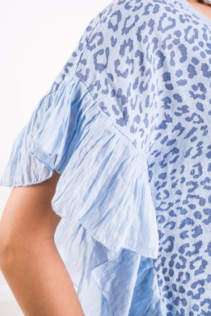 Coordinato Savana Animalier in lino con dettaglio rouches Coordinato Savana Animalier in lino con dettaglio rouches Coordinat...
