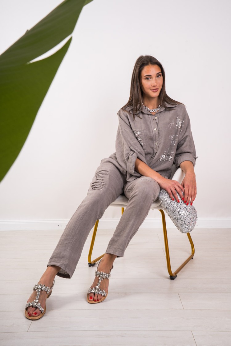 Coordinato Cherie con decori in strass e pailletes Coordinato Cherie con decori in strass e pailletes Coordinato Cherie con d...