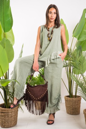 Koordinierte Leinen Manila mit Tanktop hinten Detail Streifen bucherellata und rouches koordinierte Manila Leinen mit Kanu ...