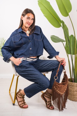 Giacca Sandy in simil Denim lavaggio scuro Giacca Sandy in simil Denim lavaggio scuro Giacca Sandy in simil Denim lavaggio scuro