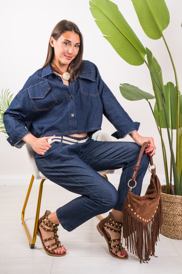 Giacca Sandy in simil Denim lavaggio scuro Giacca Sandy in simil Denim lavaggio scuro Giacca Sandy in simil Denim lavaggio scuro