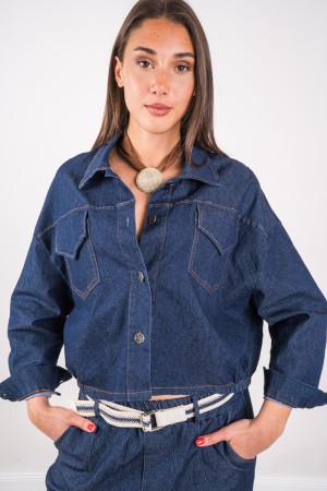 Giacca Sandy in simil Denim lavaggio scuro Giacca Sandy in simil Denim lavaggio scuro Giacca Sandy in simil Denim lavaggio scuro