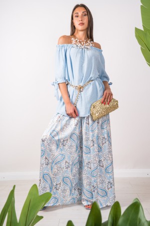 Mary Bluse mit Bootsausschnitt und Flocken an den Ärmeln Blusa Mary mit einem Bootsausschnitt und Flocken an den Ärmeln Blusa Ma