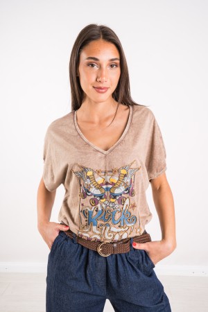 Molly T-shirt avec impression et petits goujons Molly T-shirt avec empreintes et petits goujons Molly T-shirt avec impression et