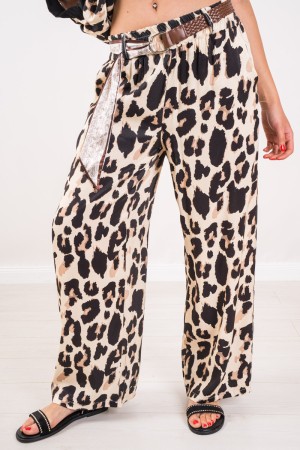Coordinato Elettra camicia e pantalone animalier con bordi neri  Coordinato Elettra camicia e pantalone animalier con bordi n...