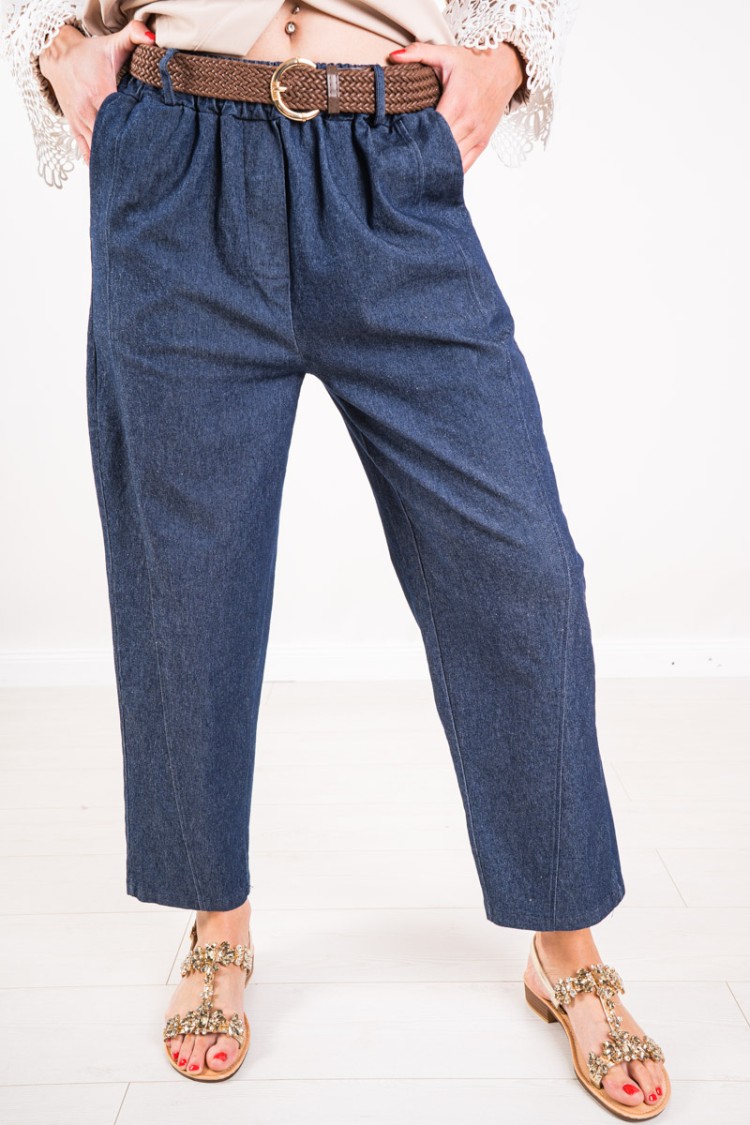 Pantalone Barbara simil denim lavaggio scuro Pantalone Barbara simil denim lavaggio scuro Pantalone Barbara simil denim lavag...