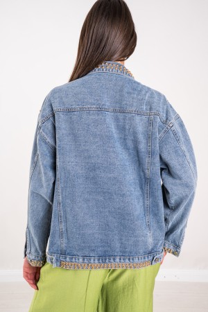 Precious jacket in denim with studs and stones precious jacket in denim with studs and stones precious jacket in denim with borc