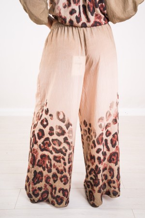 Blusa de leopardo coordinada y leopardo Blusa Coordinated Pants y Blusa Leopard Coordinated Pants and Pants
