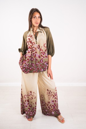 Coordinated Leopard Blouse and Leopard Blusa Coordinated Pants and Leopard Blouse Coordinated Pants and Pants